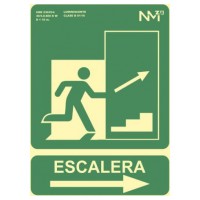 SEÑAL "SALIDA EMERGENCIA ESCALERA SUBE DERECHA" 224X300 PVC VERDE ARCHIVO 2000 6170-14H VE (Espera 4 dias)